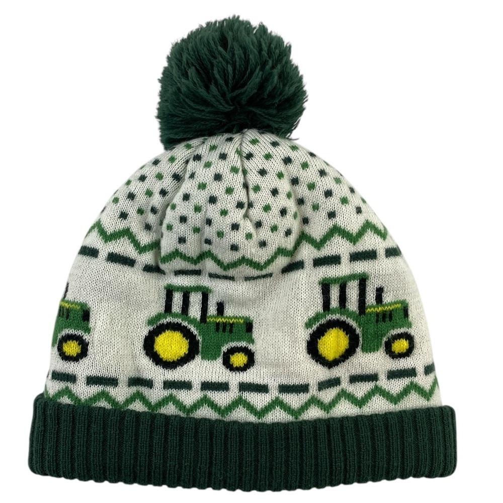 John Deere‎ Tractor Green / White Toddler Winter Beanie Hat Cap Sherpa Liner OS